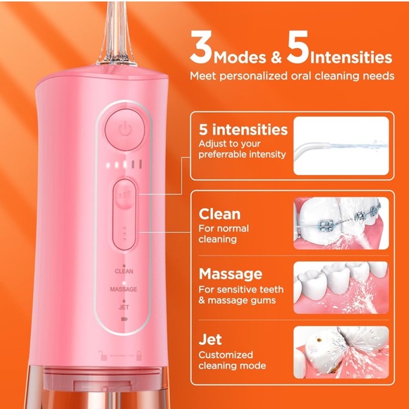 New Bitvae C5 Water Flosser Teeth Picks, Cordless Portable Oral Irrigator, Pink - Picture 2 of 7